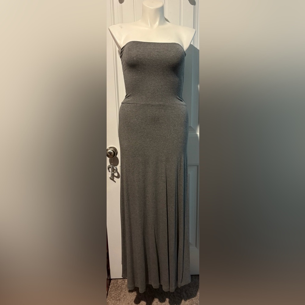 GAP Gray Strapless Maxi Dress